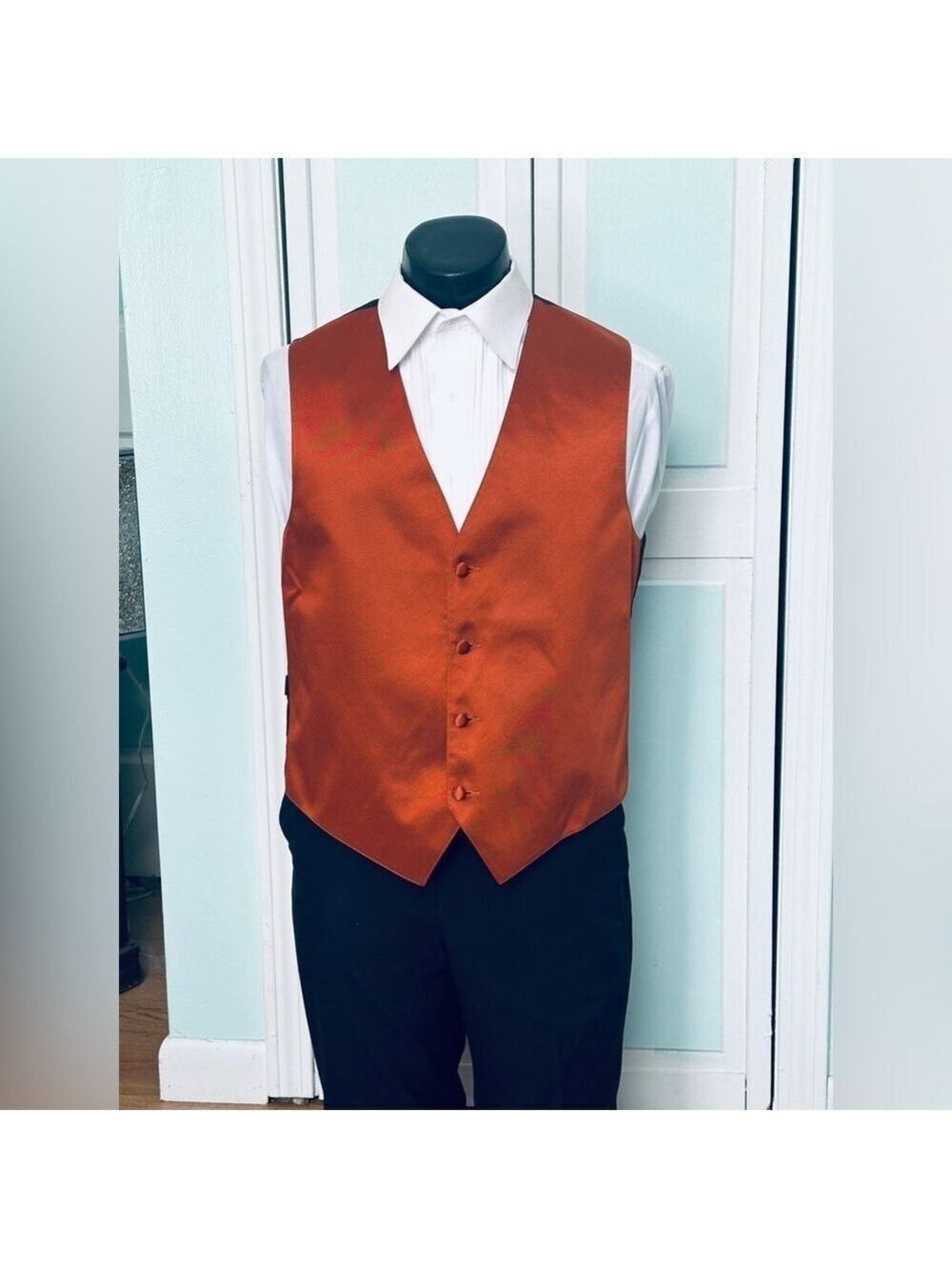 Burnt Orange Twill Closed Back Vest Wedding Prom Men’s Small S